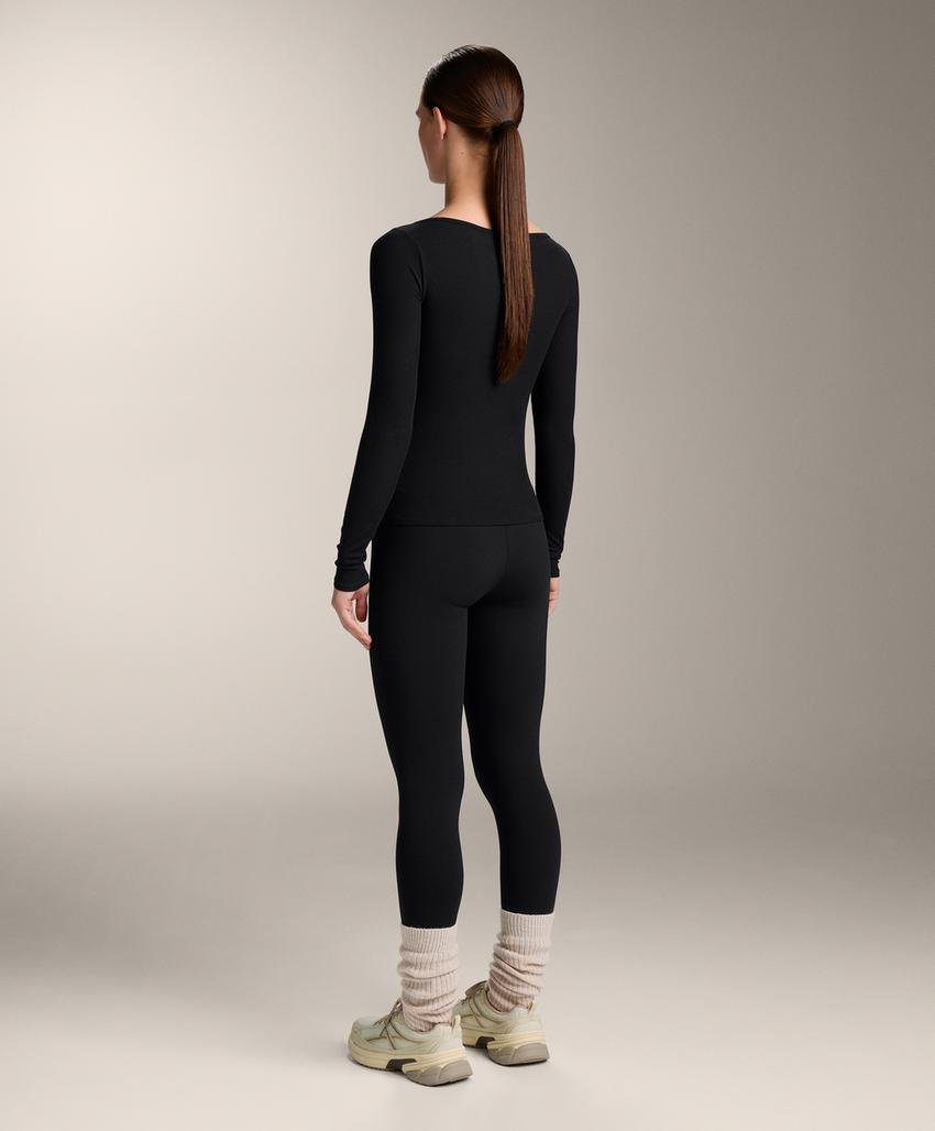 Футболка Rib с вырезом-лодочкой из смесового модала