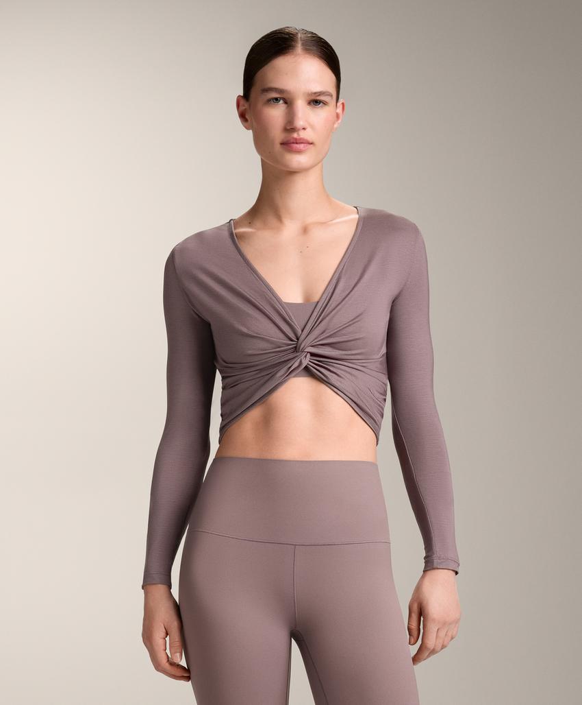 Футболка длиннорукавная многопозиционная с узелком из лиоцеллового смеси l30412163