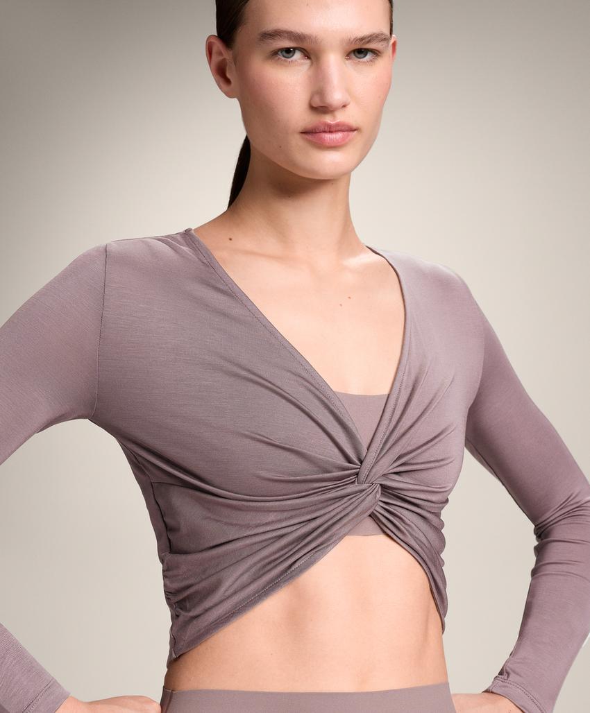 Футболка длиннорукавная многопозиционная с узелком из лиоцеллового смеси l30412163