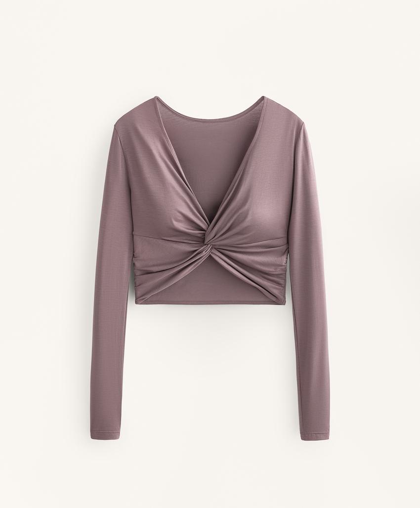 Футболка длиннорукавная многопозиционная с узелком из лиоцеллового смеси l30412163