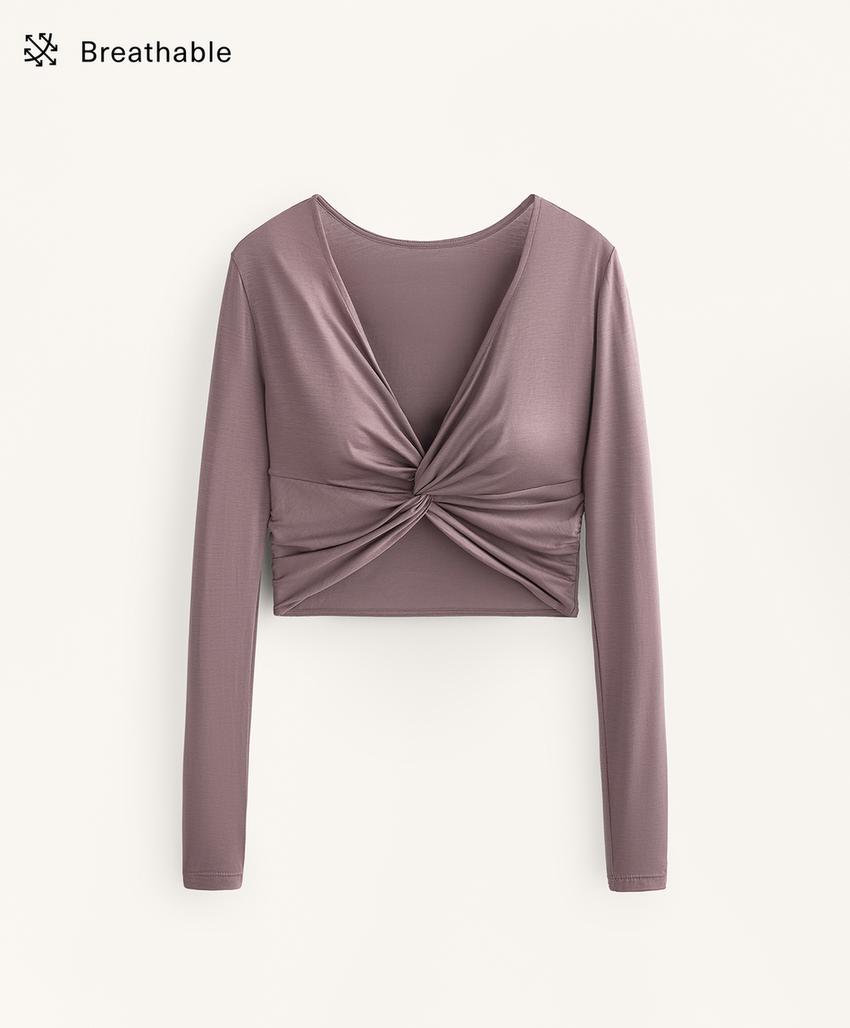 Футболка длиннорукавная многопозиционная с узелком из лиоцеллового смеси l30412163