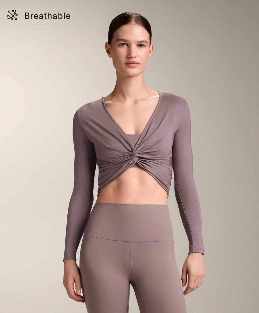 Футболка длиннорукавная многопозиционная с узелком из лиоцеллового смеси l30412163