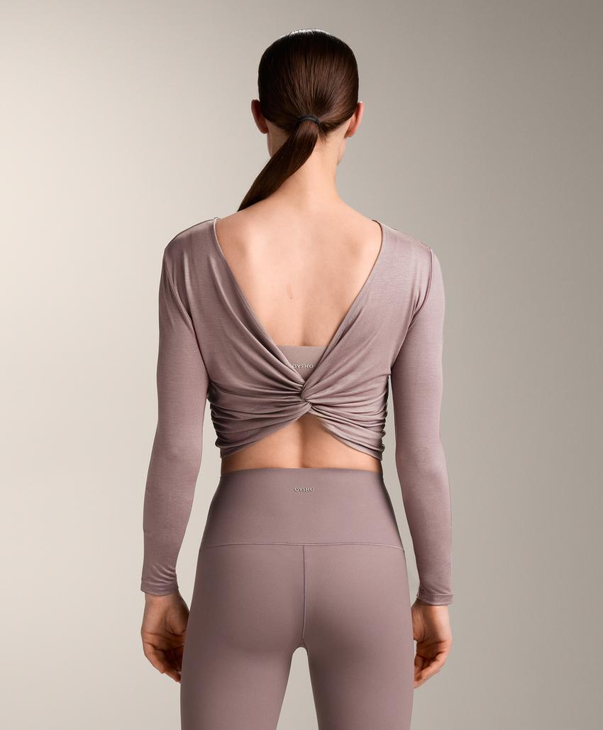 Футболка длиннорукавная многопозиционная с узелком из лиоцеллового смеси l30412163