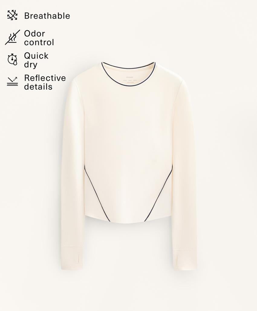 Футболка с длинным рукавом техническая с контрастной отделкой l30424969