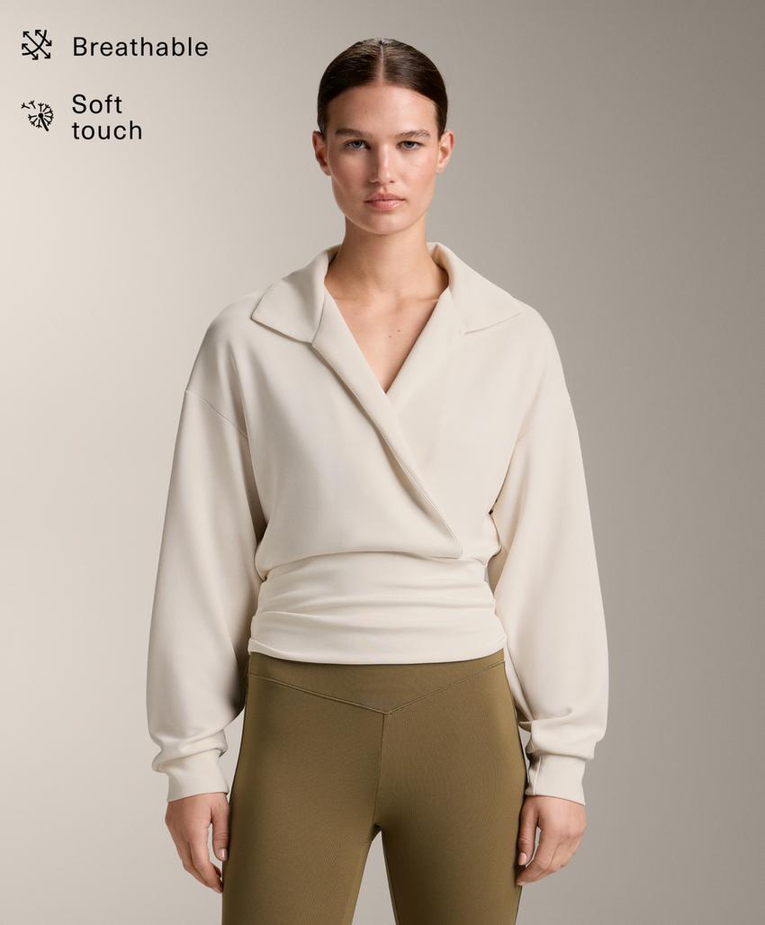 Толстовка на запах с воротником поло из модала