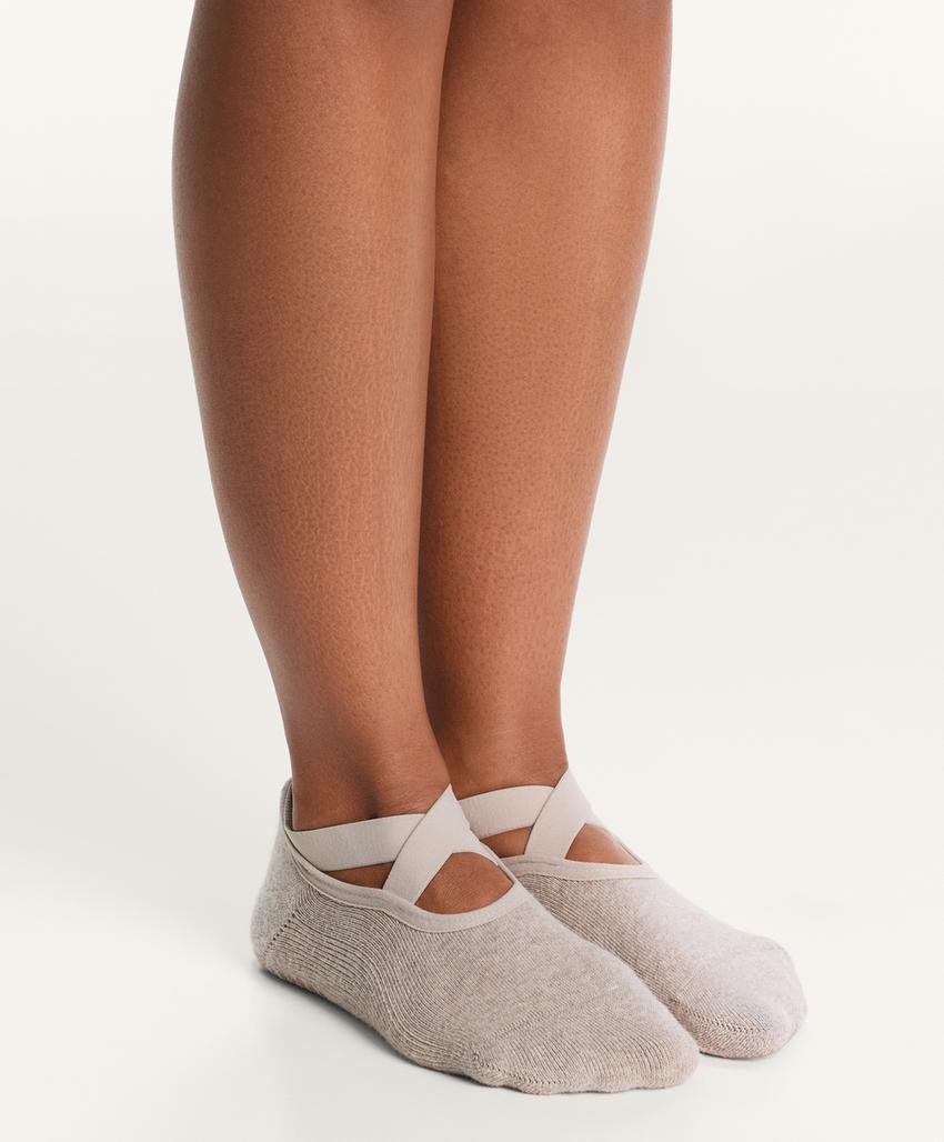 2 pairs of cotton blend yoga and Pilates socks with crossover straps