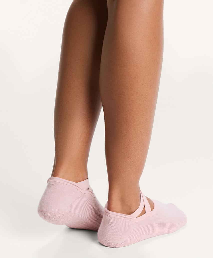 2 pairs of cotton blend yoga and Pilates socks with crossover straps