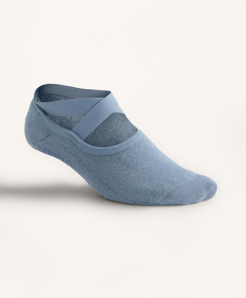 2 pairs of padded cotton blend yoga and Pilates socks with crossover straps