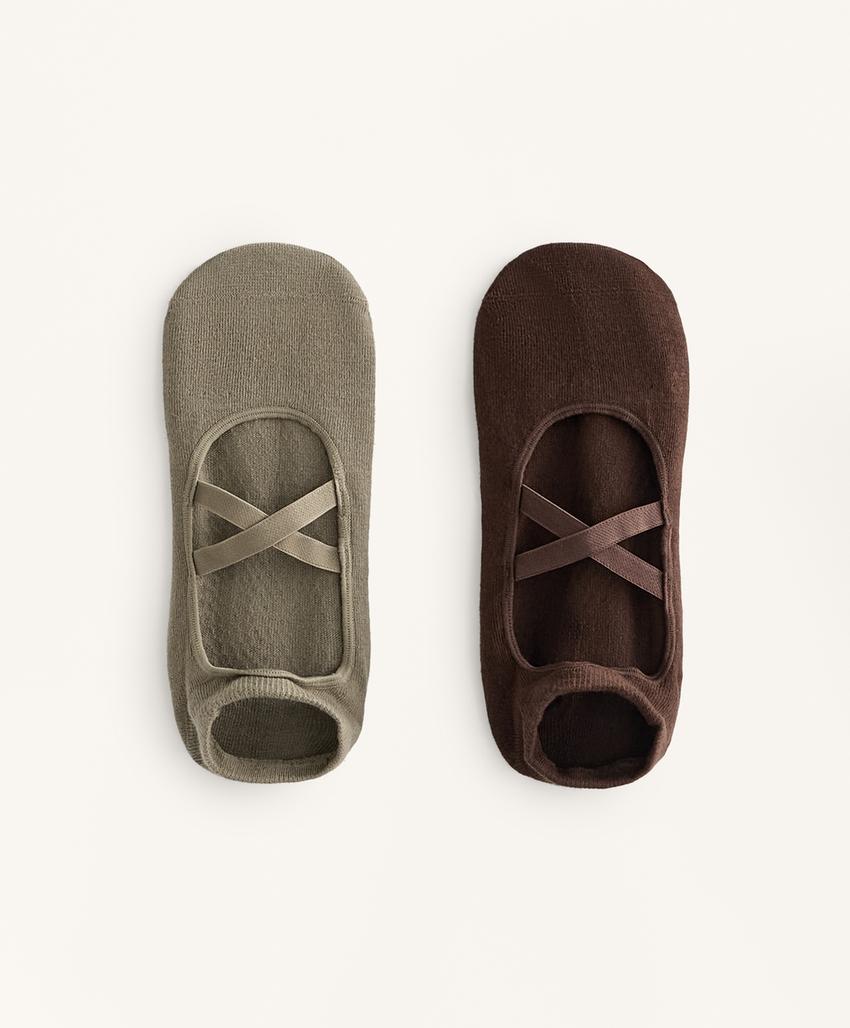 2 пары носков из смесового хлопка с резинками для йоги и пилатеса