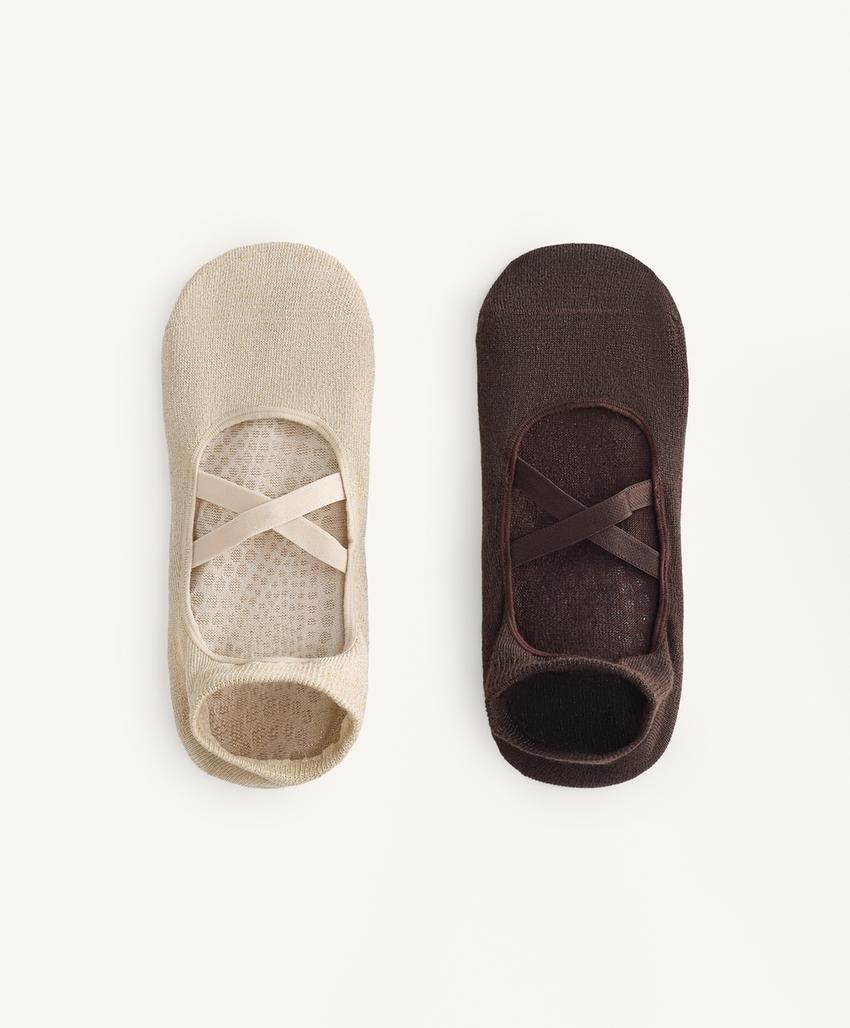 2 пары носков для йоги и пилатеса из хлопкового смесового материала с перекрестными ремешками