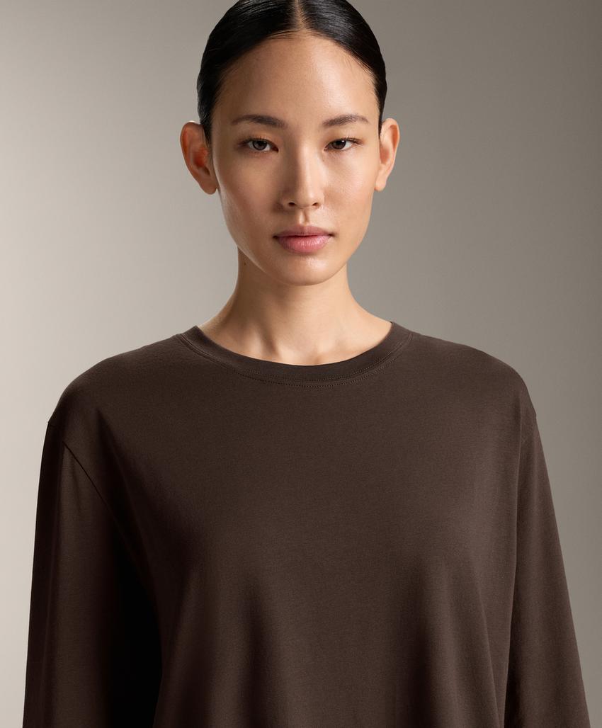 Camisola de manga comprida oversize em mistura de algodão