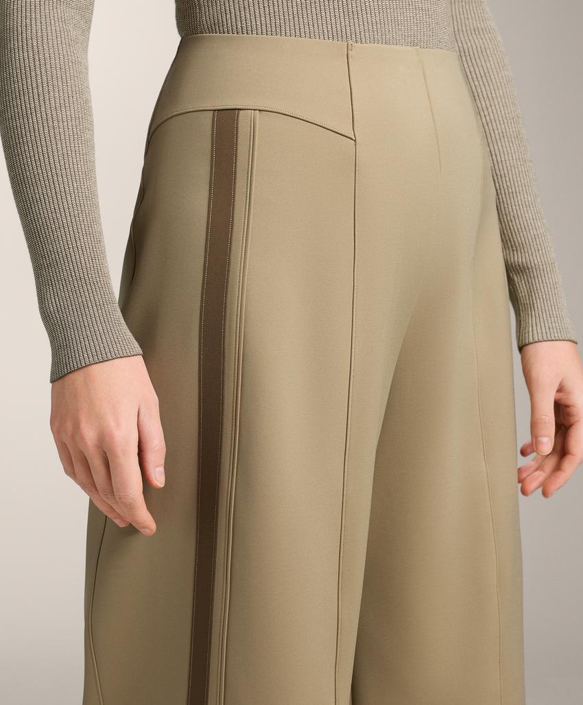 Прямые брюки High rise с эффектом неопрена и Piping