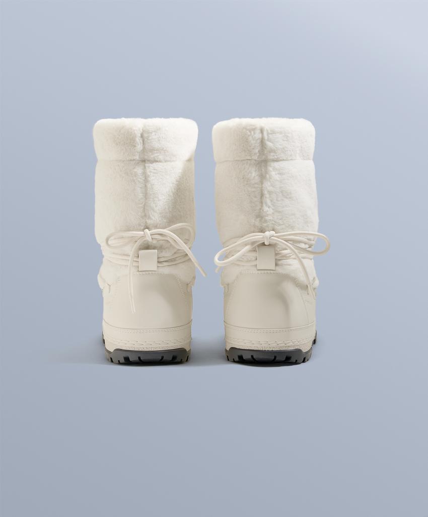Ботинки из технического меха с шнуровкой
