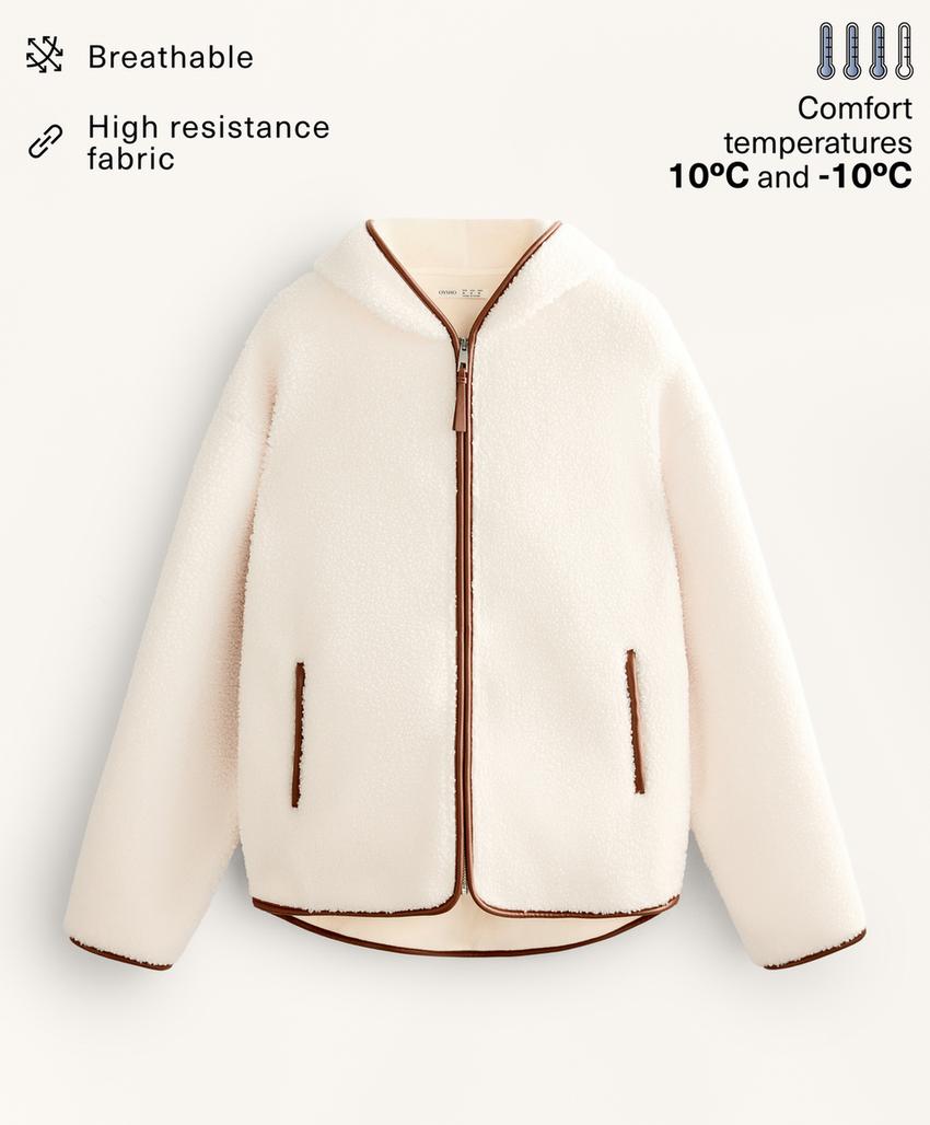 Куртка из искусственной овчины с капюшоном