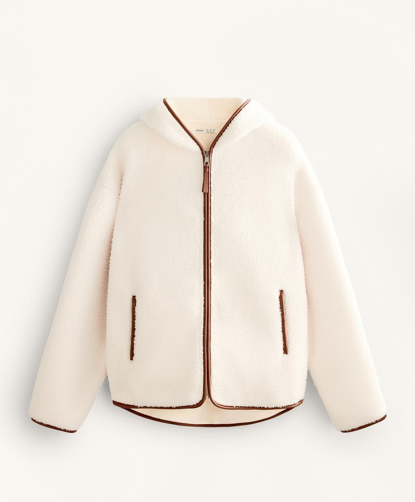 Куртка из искусственной овчины с капюшоном