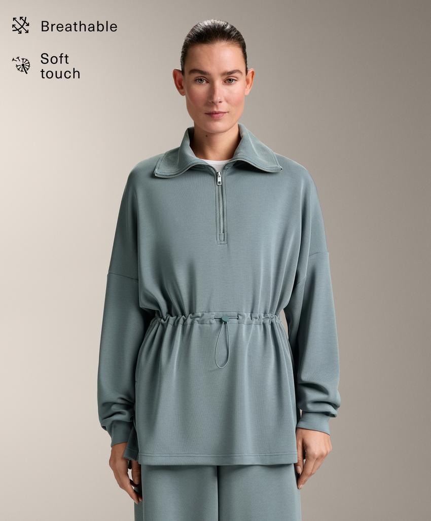 Толстовка на полумолнии из модала с мягким прикосновением