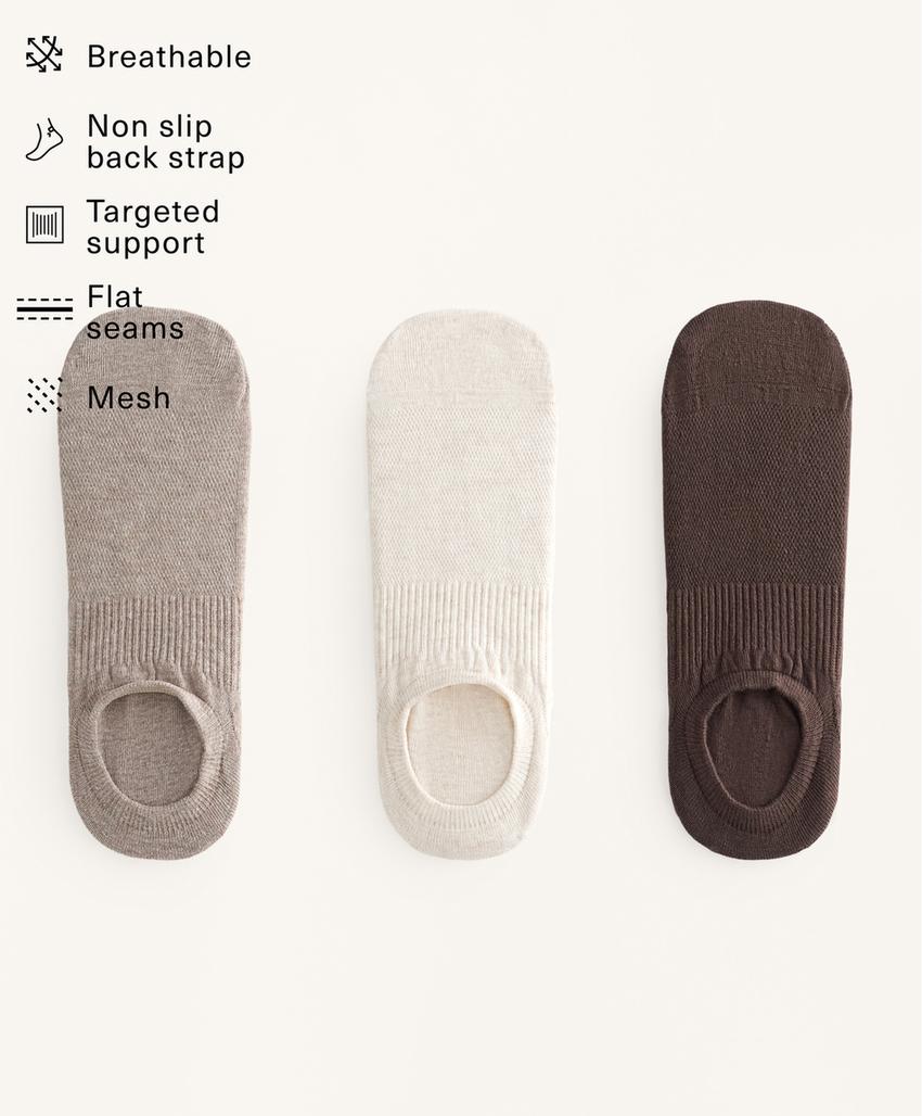 3 пары носков-следков из смесового хлопка с высоким вырезом