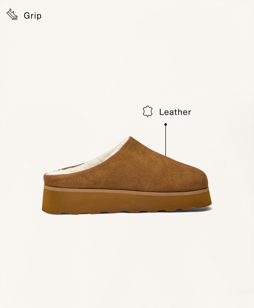 Замшевые тапочки с искусственным мехом