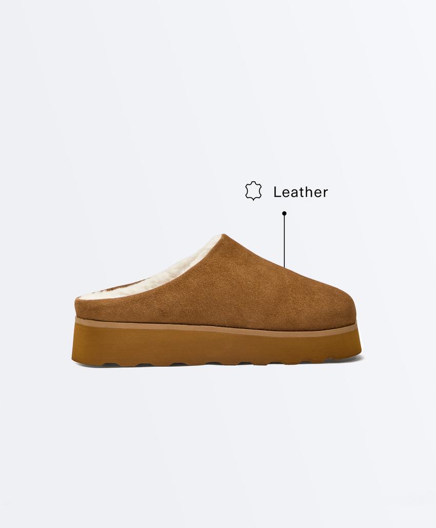 Замшевые тапочки с искусственным мехом