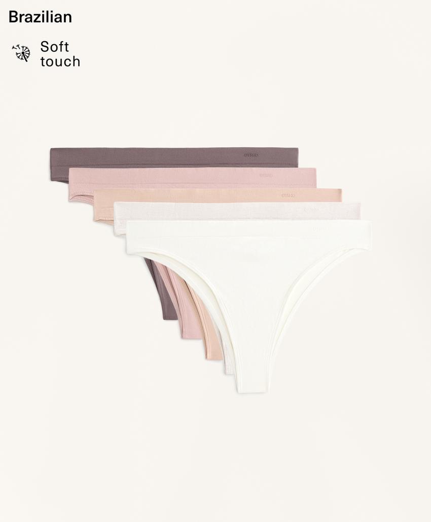 5 бесшовных трусов бразильяно Seamless из мягкой ткани