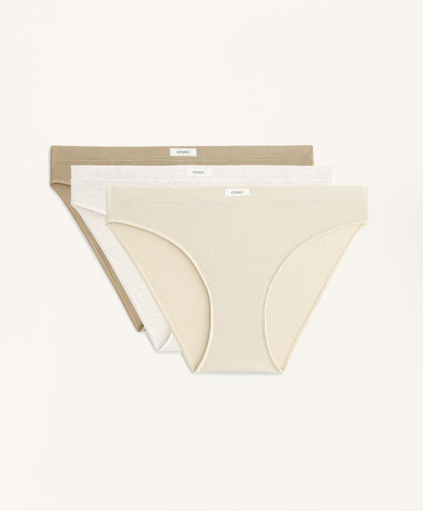 3 классических трусов в рубчик из смесового хлопка с логотипом