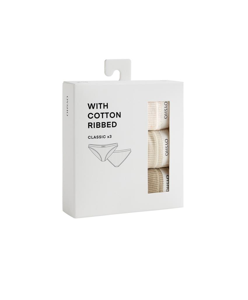3 классических трусов в рубчик из смесового хлопка с логотипом
