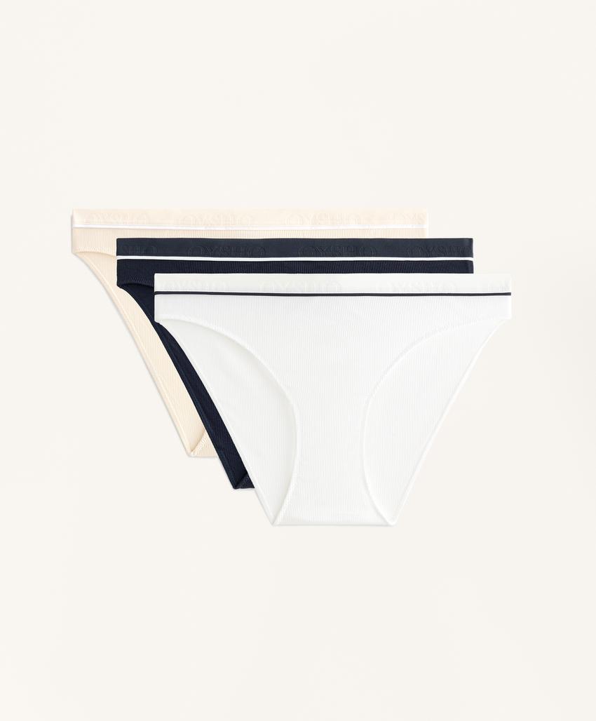 3 классических трусов в рубчик из смесового хлопка