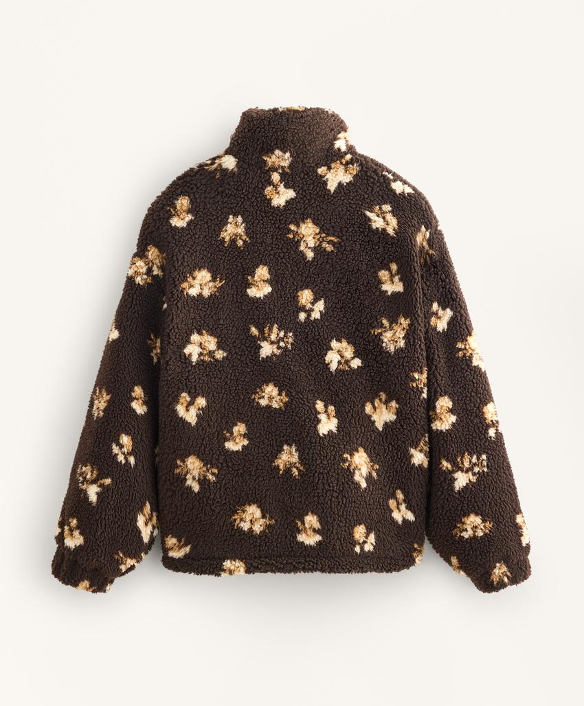 Куртка из искусственной овчины с цветочным принтом