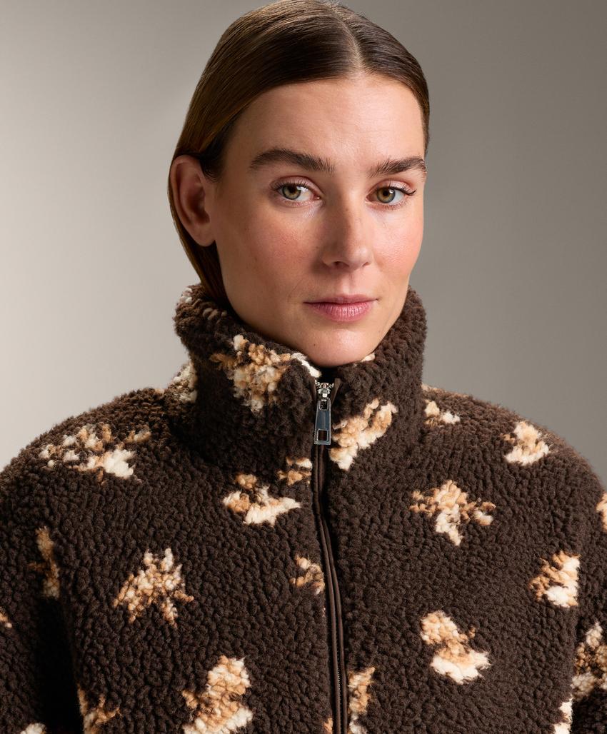 Куртка из искусственной овчины с цветочным принтом