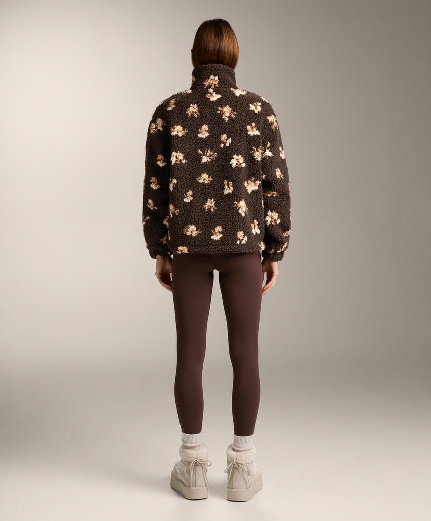 Куртка из искусственной овчины с цветочным принтом