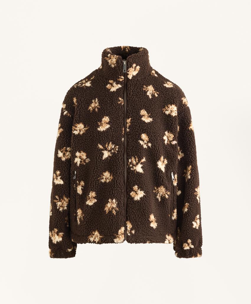 Куртка из искусственной овчины с цветочным принтом