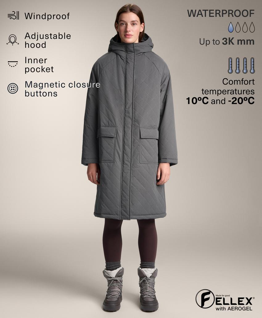 Длинный утепленный плащ fellex® aerogel 3k с водонепроницаемой отделкой