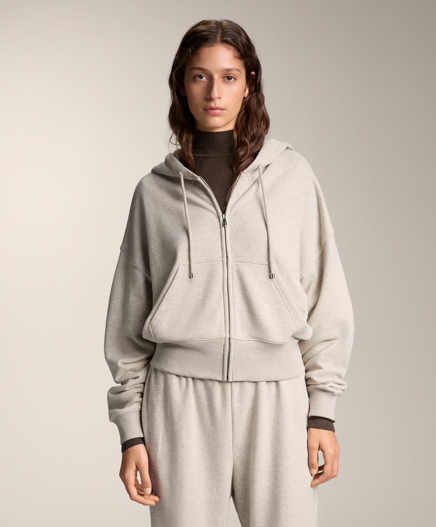 Широкий рукав куртка с капюшоном из хлопка