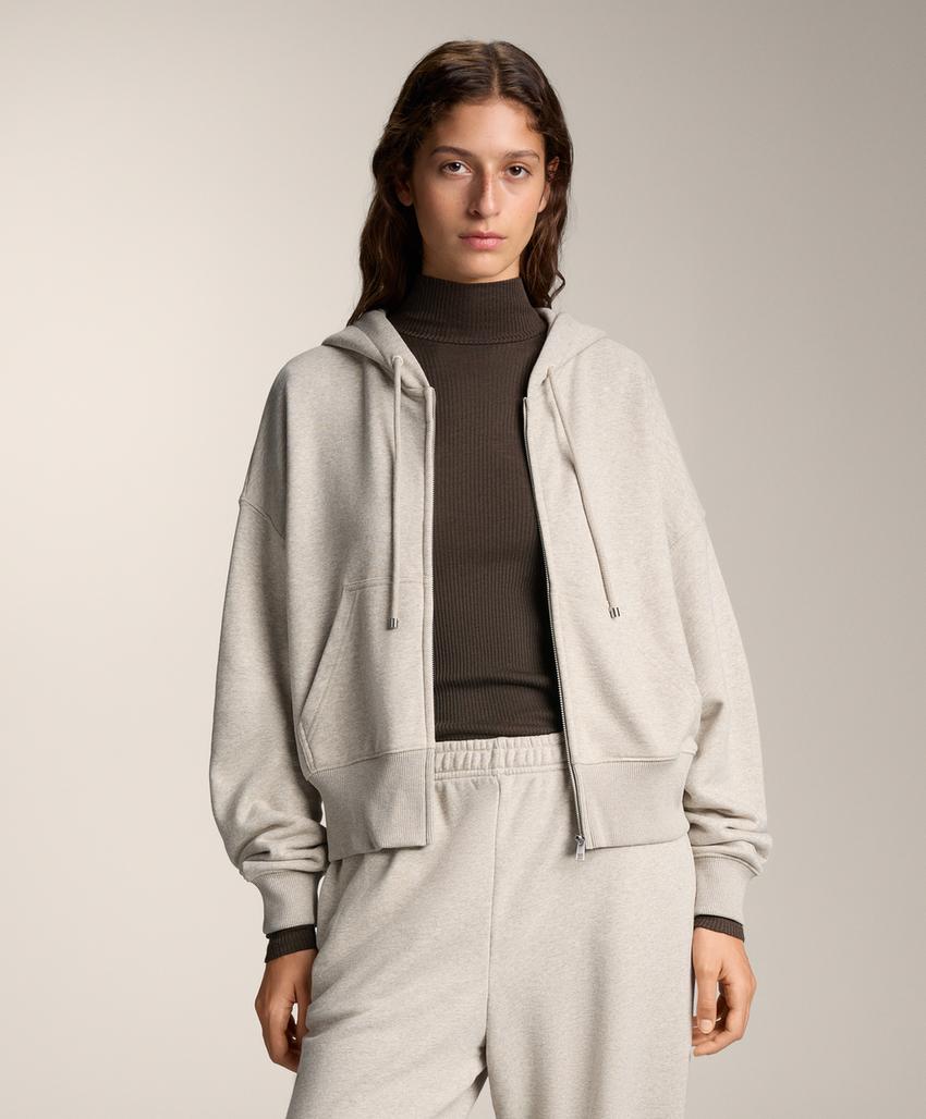 Широкий рукав куртка с капюшоном из хлопка