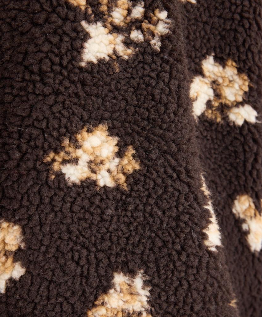 Пушистая куртка с цветочным принтом из искусственного меха