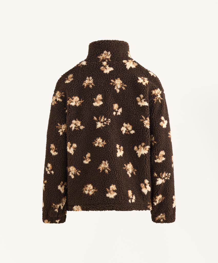 Пушистая куртка с цветочным принтом из искусственного меха