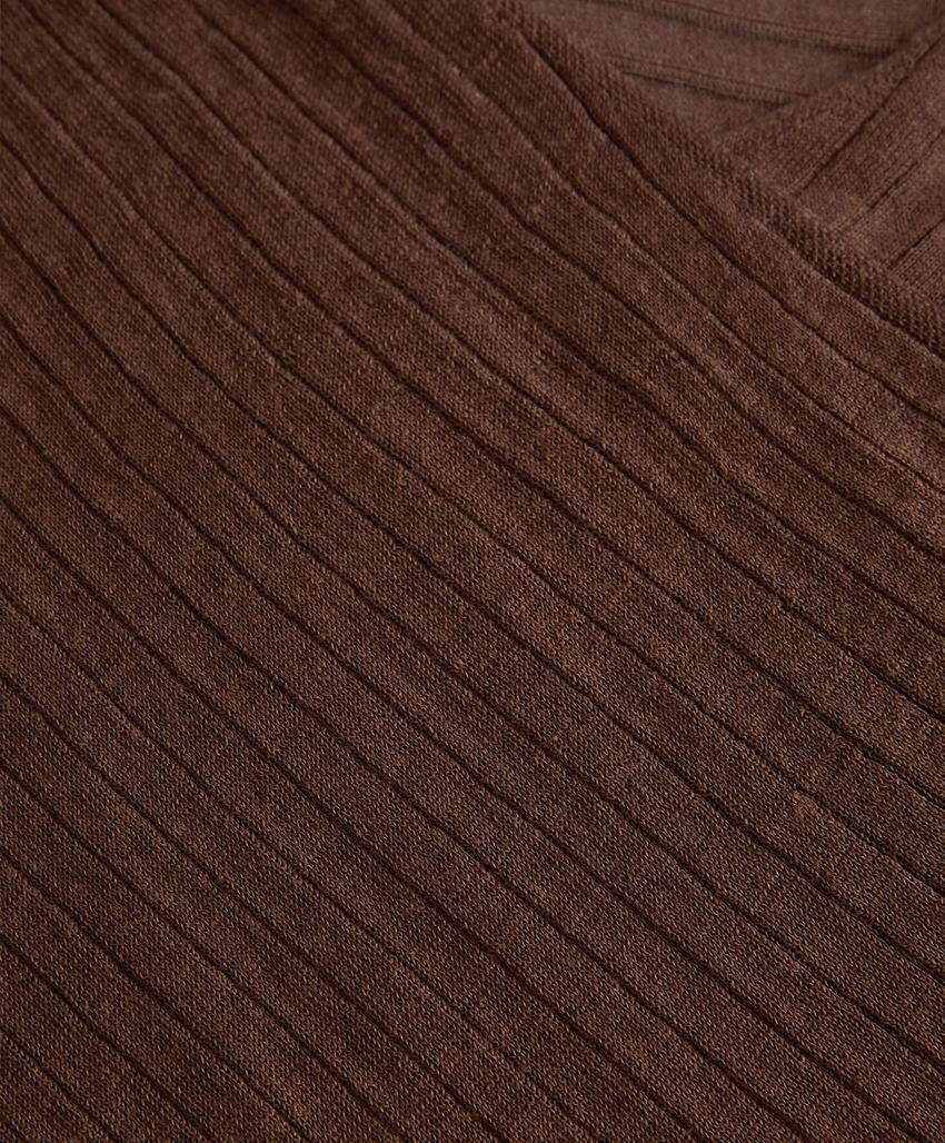 Полупрозрачный тонкий вязаный свитер с перекрещивающимся рубашечным воротником