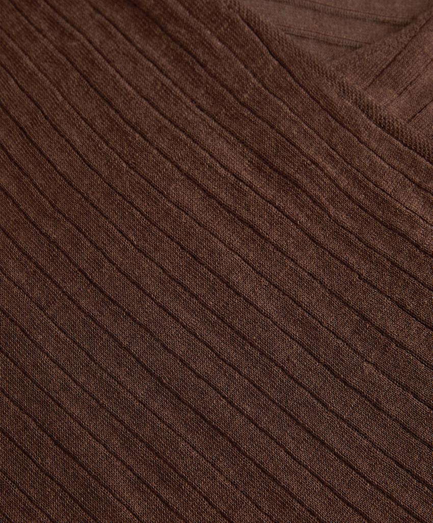 Полупрозрачный тонкий вязаный свитер с перекрещивающимся рубашечным воротником