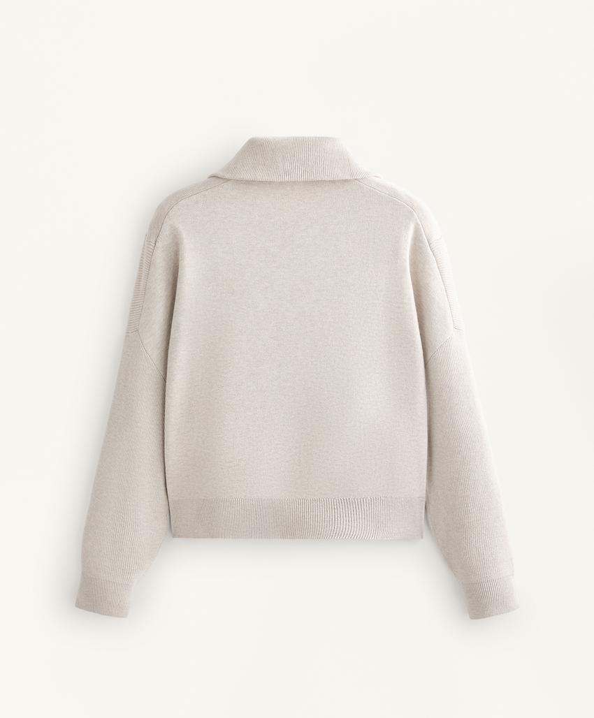 Трикотажный свитер с высоким воротником и деталями из ребристого трикотажа