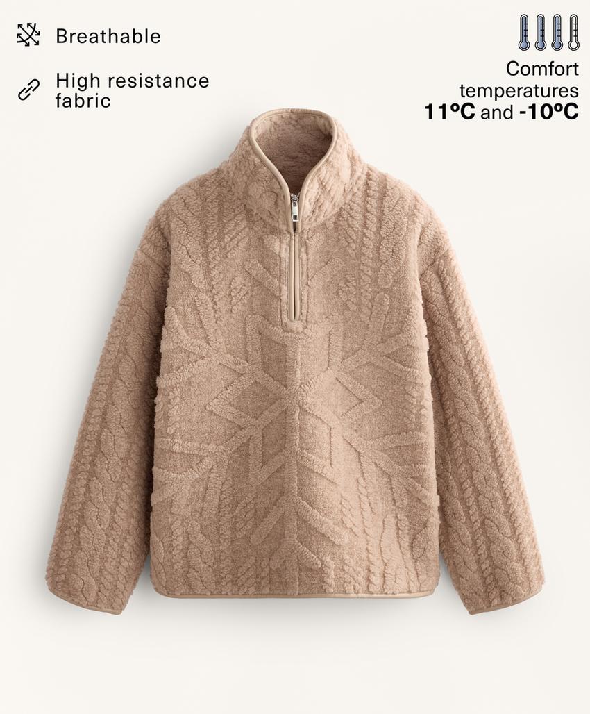 Толстовка-флис с узором снежинки из мехотипа