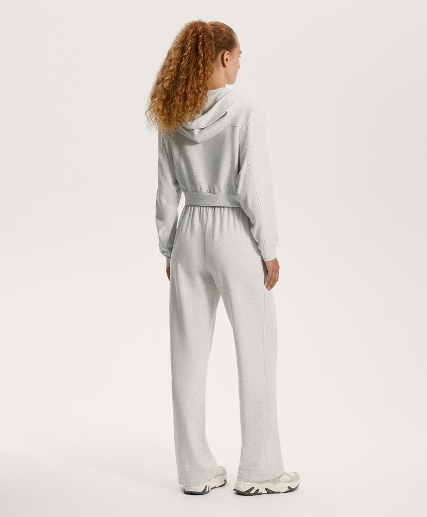 Укороченная толстовка с капюшоном и ребристыми деталями из хлопка и модала