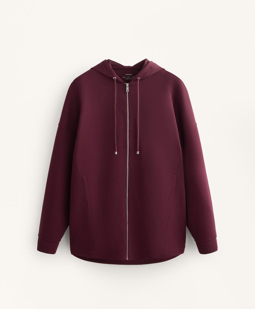 Халат с капюшоном из хлопкового пике свободного кроя