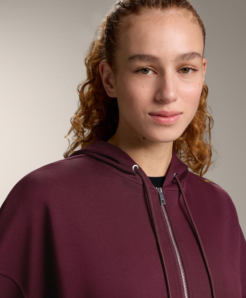 Халат с капюшоном из хлопкового пике свободного кроя