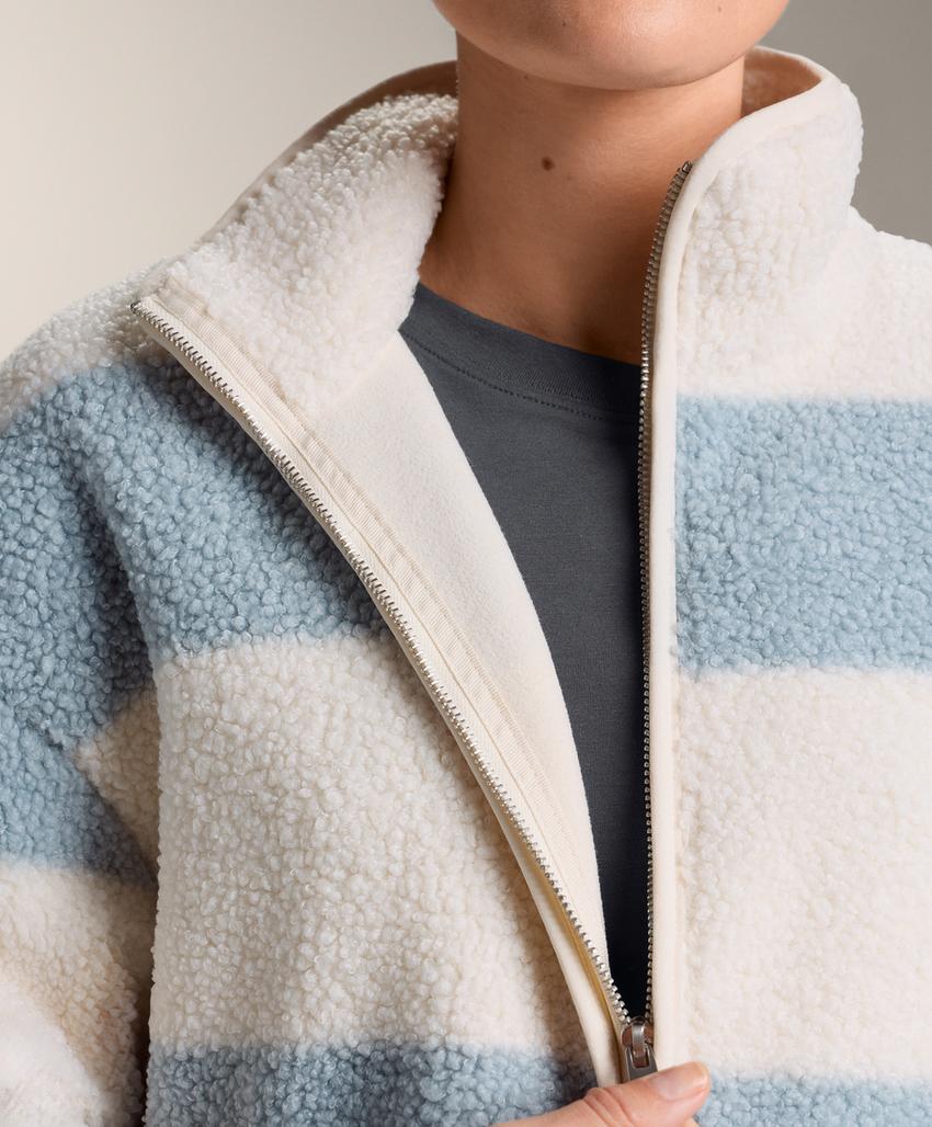 Полосатая куртка-бомбер из искусственного меха