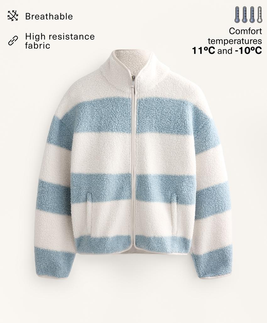 Полосатая куртка-бомбер из искусственного меха