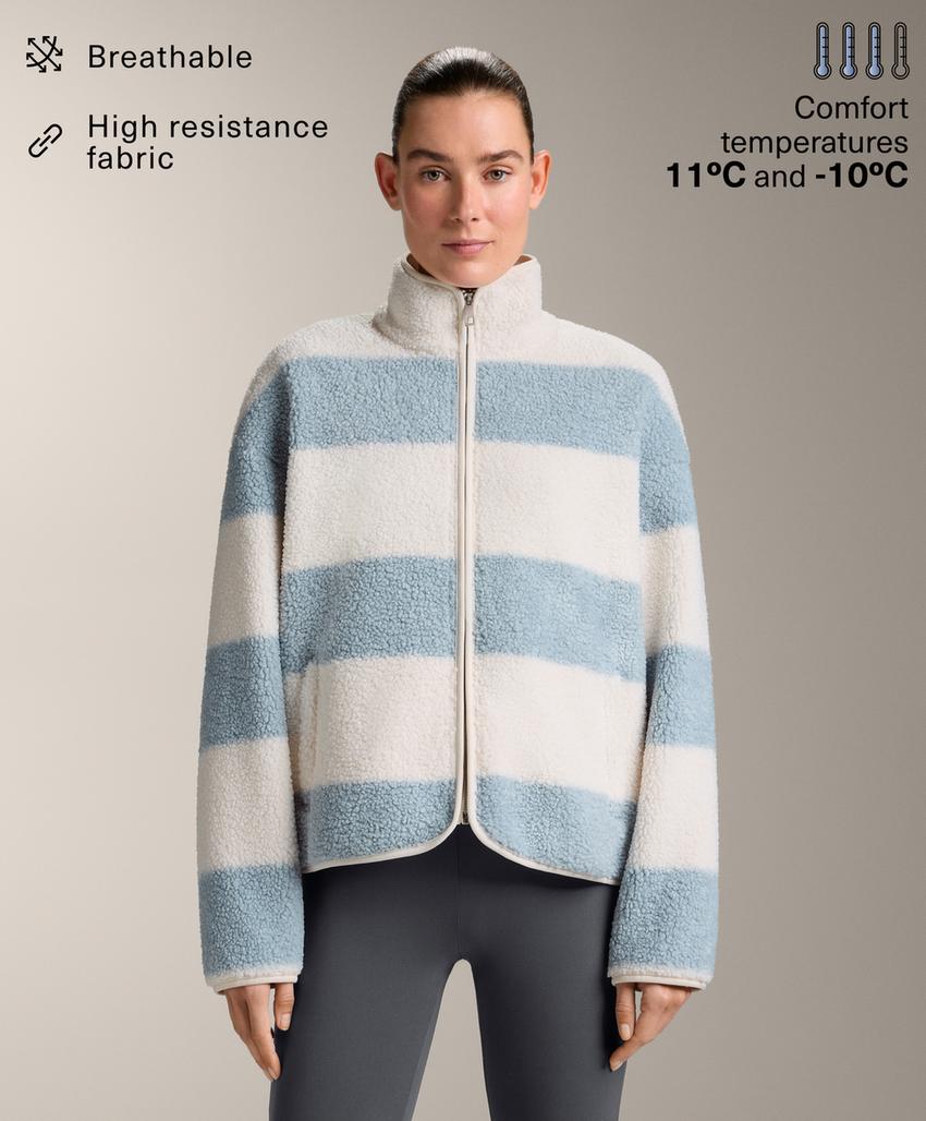 Полосатая куртка-бомбер из искусственного меха