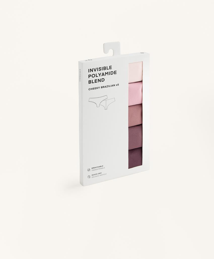 5 невидимых бразильских трусиков из полиамидного микса