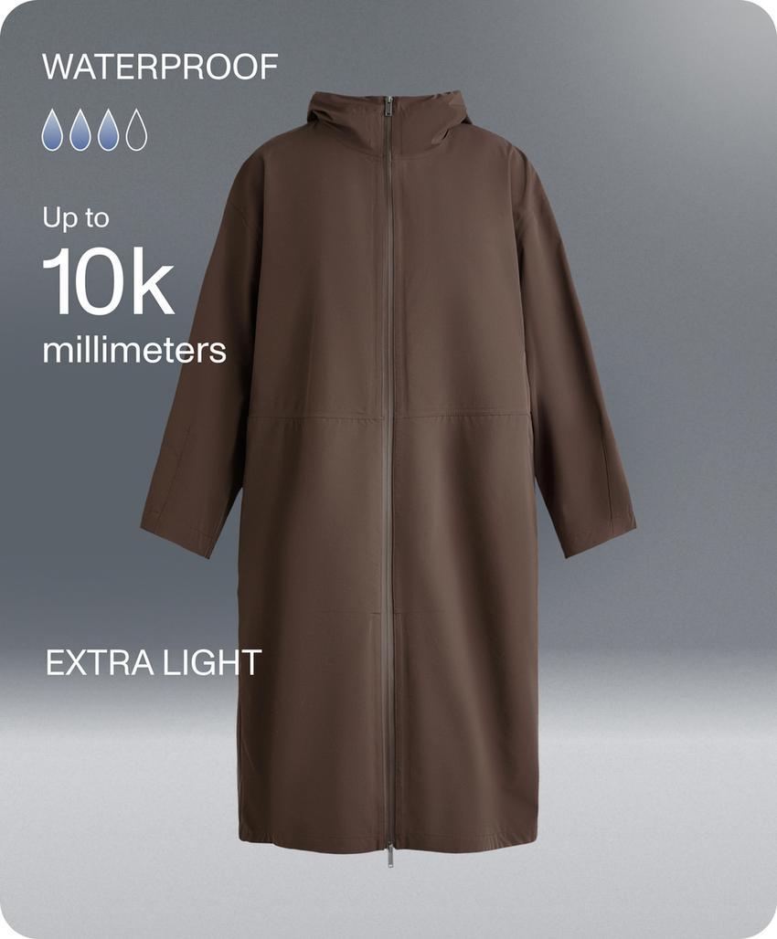 Длинная экстра-легкая водонепроницаемая куртка 10k