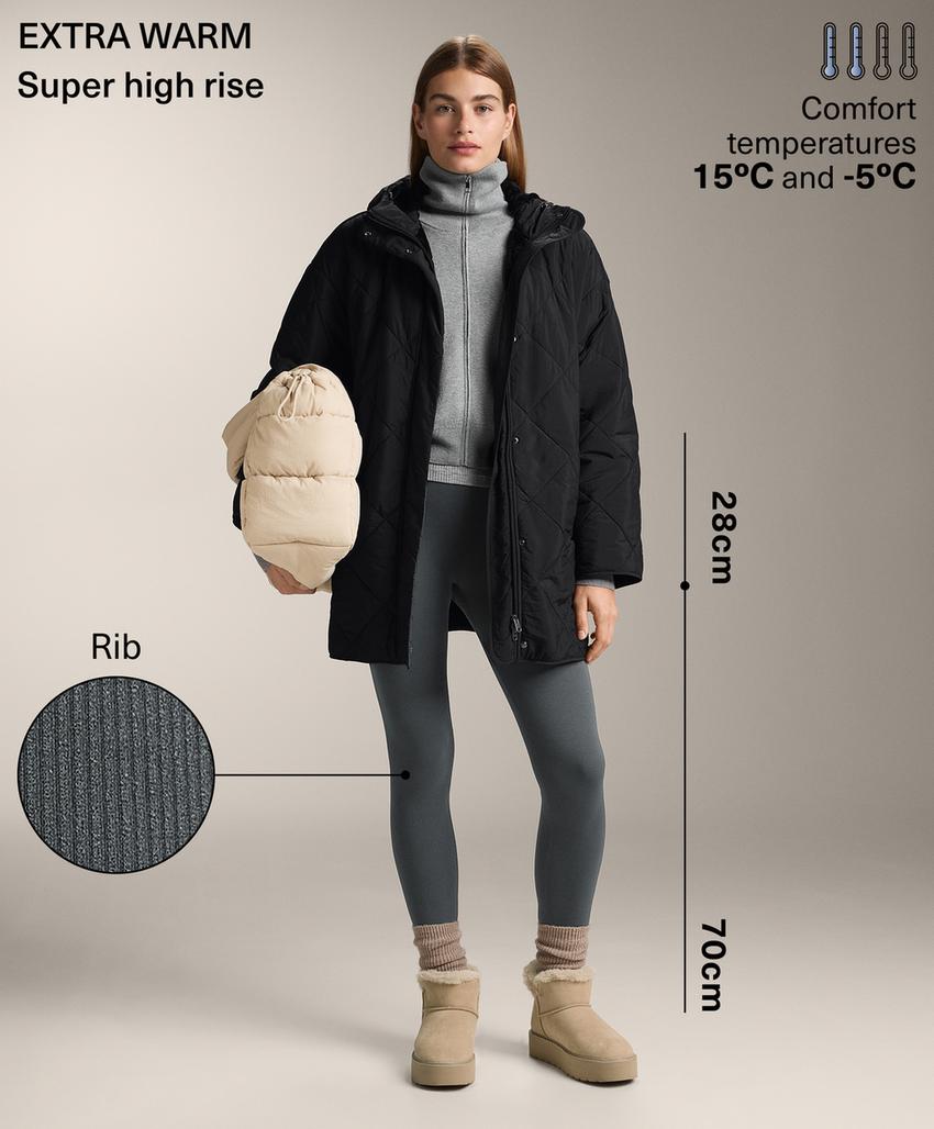 Очень высокие эластичные длинные лосины с утеплителем 70 см