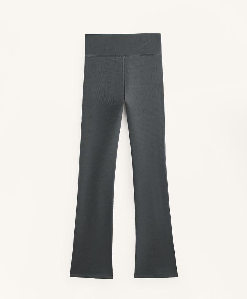 Теплые бесшовные брюки клеш в рубчик с очень высокой посадкой, 70 см